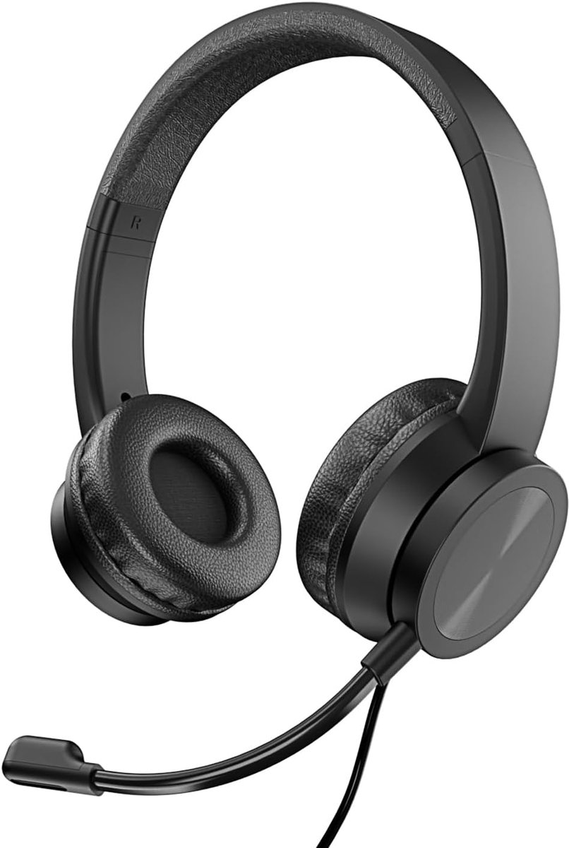 SnelShoppen - VulTech Headset On Ear HS-03 Zwart met Microfoon, Verstelbare Hoofdband, Volume Control en Mute Functie voor PC, Laptop, Macbook, Teams,