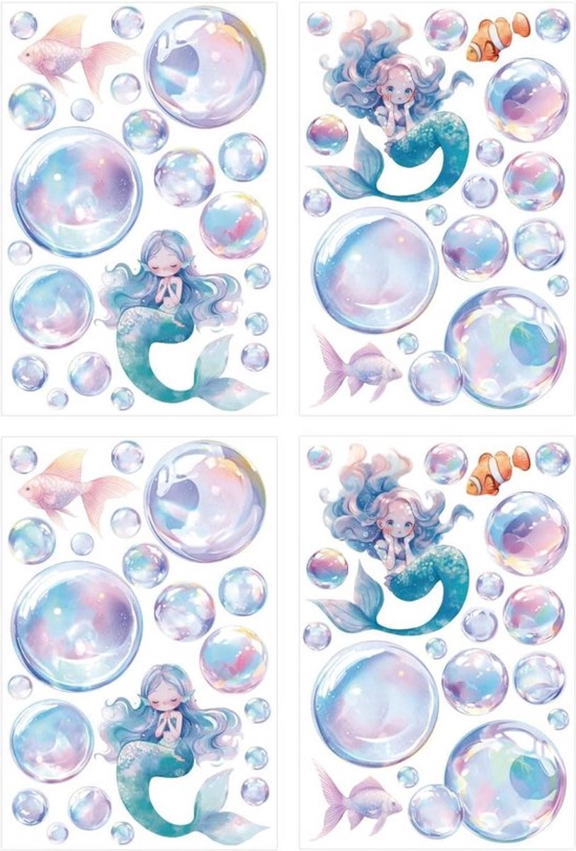 4 Vellen Kleurrijke Bubbelmuurstickers voor Oceaandecoratie - Ideale Achtergronddecoraties