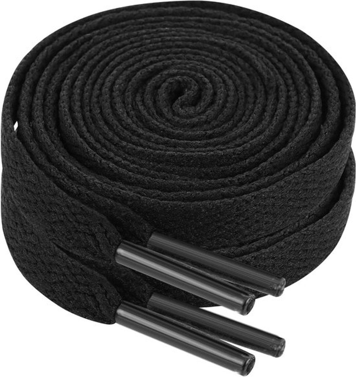 Platte Zwarte Schoenveters voor Sneakers - 2 Paar, 120cm Lang, 8mm Breed, Perfect voor Hiken en Hardlopen