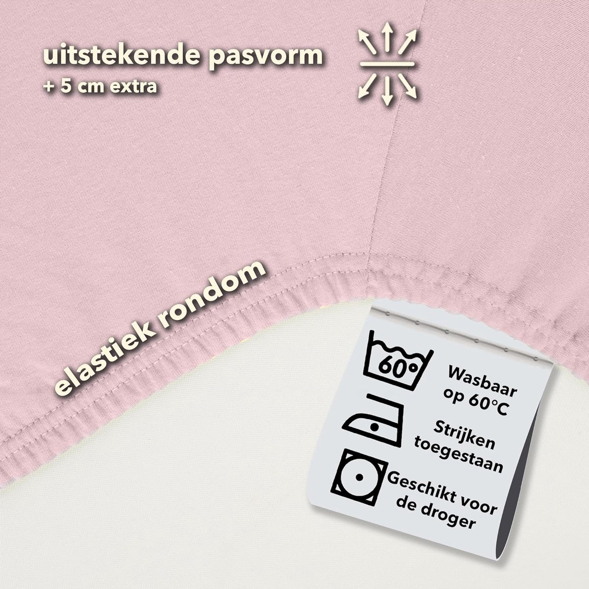 SnelShoppen - Fitted sheet 140 x 200 cm - 100% gekamd katoen - OEKO-TEX 100 - Poederkleur - Geschikt voor matrassen tot 25 cm - Eenvoudig te onderhoud