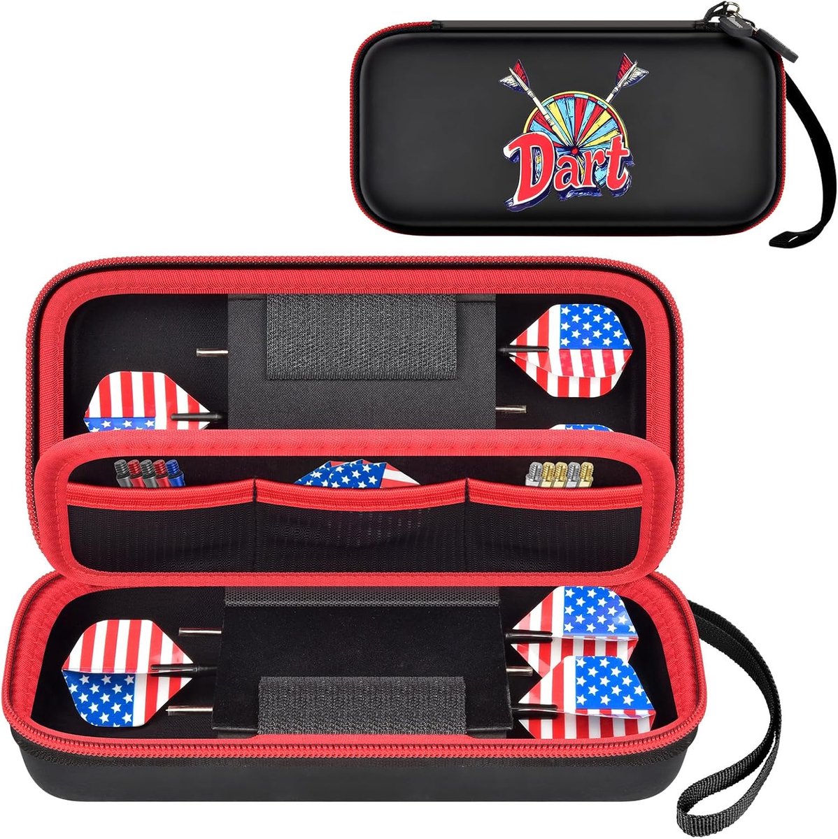 SnelShoppen - Dart Protective Case voor 6 Stuks Metaal Tip Darts - Darts Dragen Opslag Houder Tas voor Flights, Shafts & Accessoires - Stevige Bescher