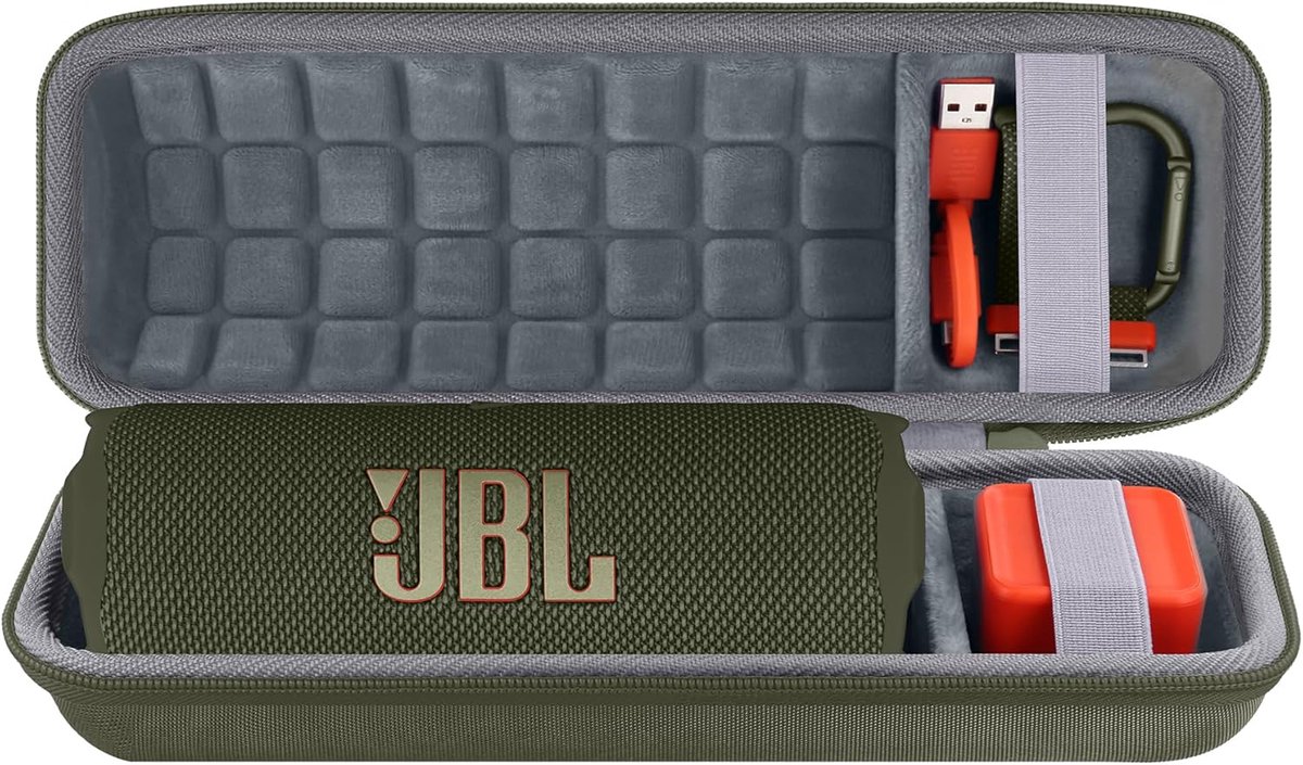 SnelShoppen - Hard Travel Case voor Bluetooth Speaker, Waterdicht, Geschikt voor JBL Flip 6, Flip 5, Flip 4, Groen, Draagbaar, Ideaal voor Camping en