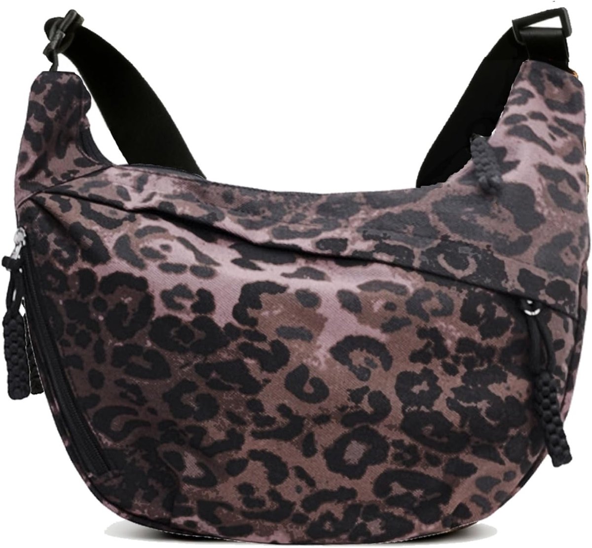 Crescent Moon Schoudertas voor Dames met Verstelbare Schouderriem - Stijlvolle Leopard Print Tas voor Reizen, Werk en Universiteit