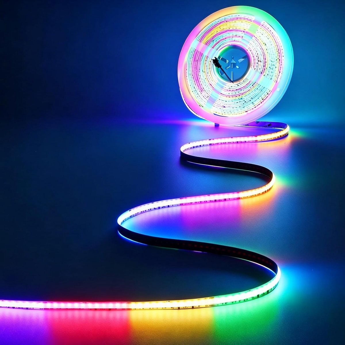 SnelShoppen - 10M 24V COB LED Strip RGBCCTIC - 840 LEDs/m, Dimbaar, Flexibel, Zelfklevend, RGB + 2700-6500K Witte Verlichting, Ideaal voor Binnen Deco