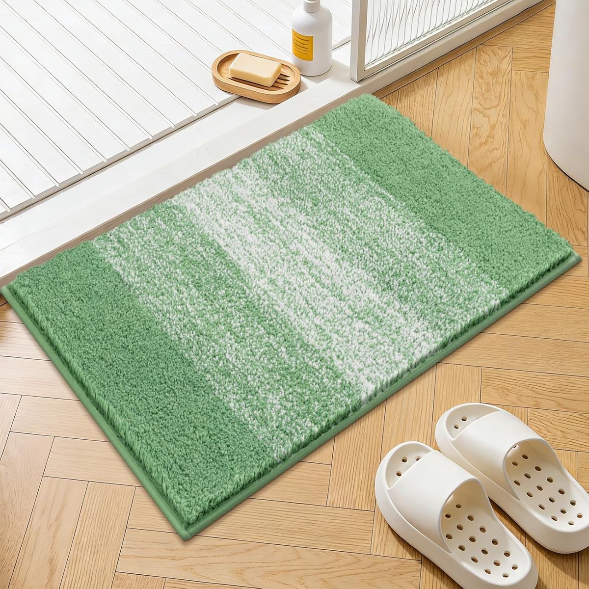 SnelShoppen - Non Slip Badmat 45 x 65cm, Microfiber Ultra Zacht en Dikke Badkamer Mat, Super Absorberend Shaggy Douche Tapijt, Machine Wasbaar en Snel