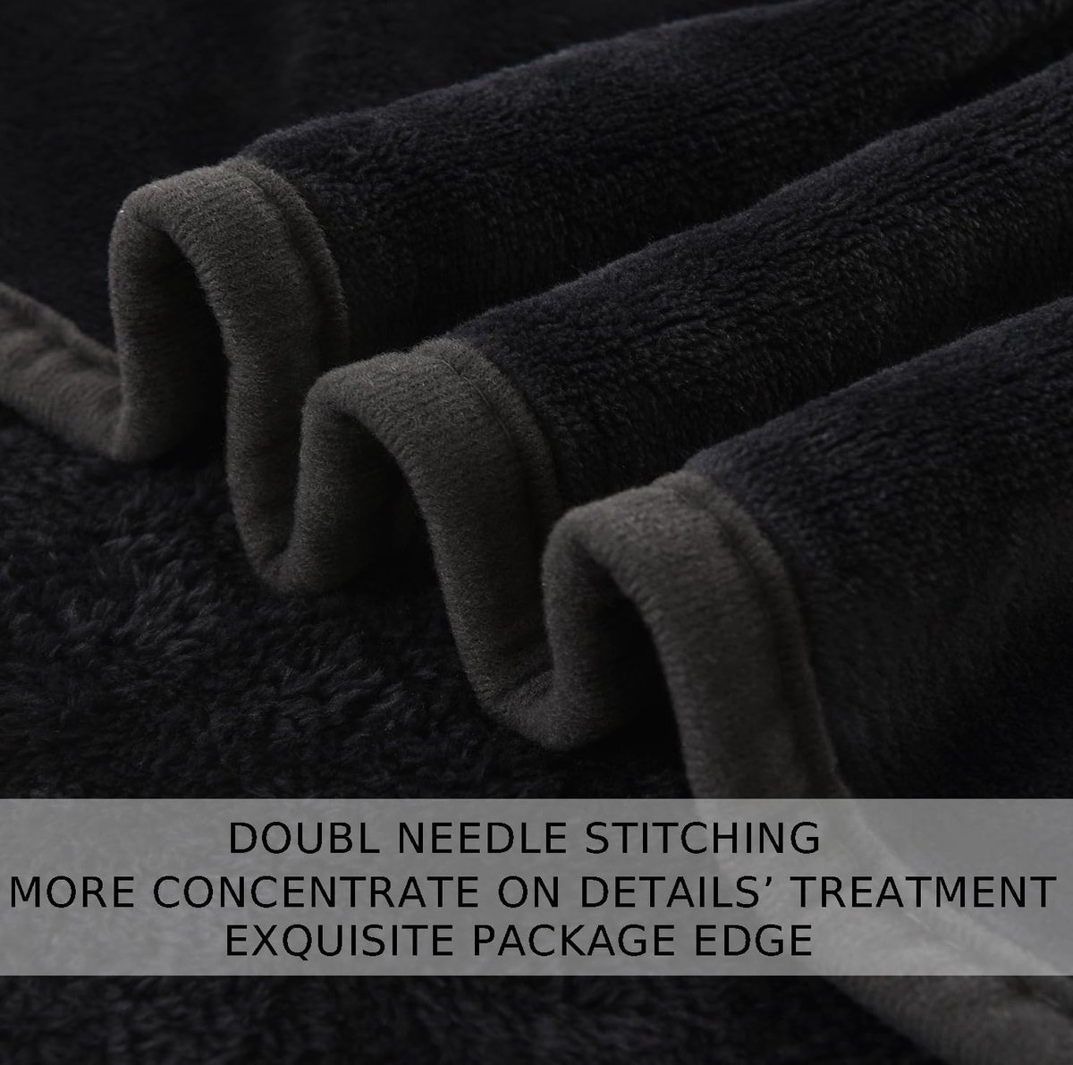 SnelShoppen - Plaid Fleece Dekentje 130x150cm Zwart, Dubbelzijdig, Warm en Zacht, Ideaal voor Bed, Bank en Camping