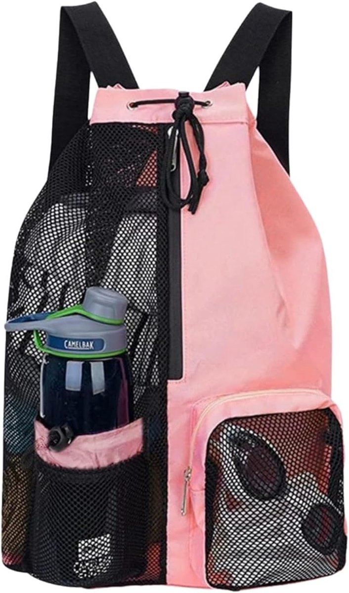 SnelShoppen - Zimoer Zwemtas 29x15x48 cm - Multifunctionele Waterdichte Netrugzak met Trekkoord - Strandrugzak, Gymtas, Sporttas voor Uniseks - Ademen