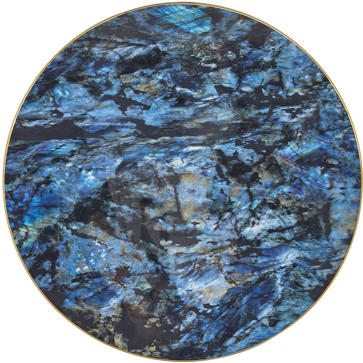 MODENUIT Bijzettafel - Ronde Tafel Met Marmerlook En Gouden Rand - Voor Woonkamer Of Balkon - Blauw