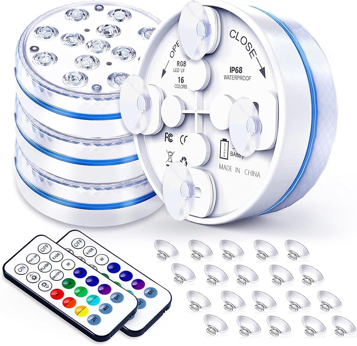 SnelShoppen - Onderwater Zwembadverlichting met Afstandsbediening - IP68 Waterdicht - 13 LED's - 16 RGB Kleuren - Magnetische Zuignap - Voor Zwembad,