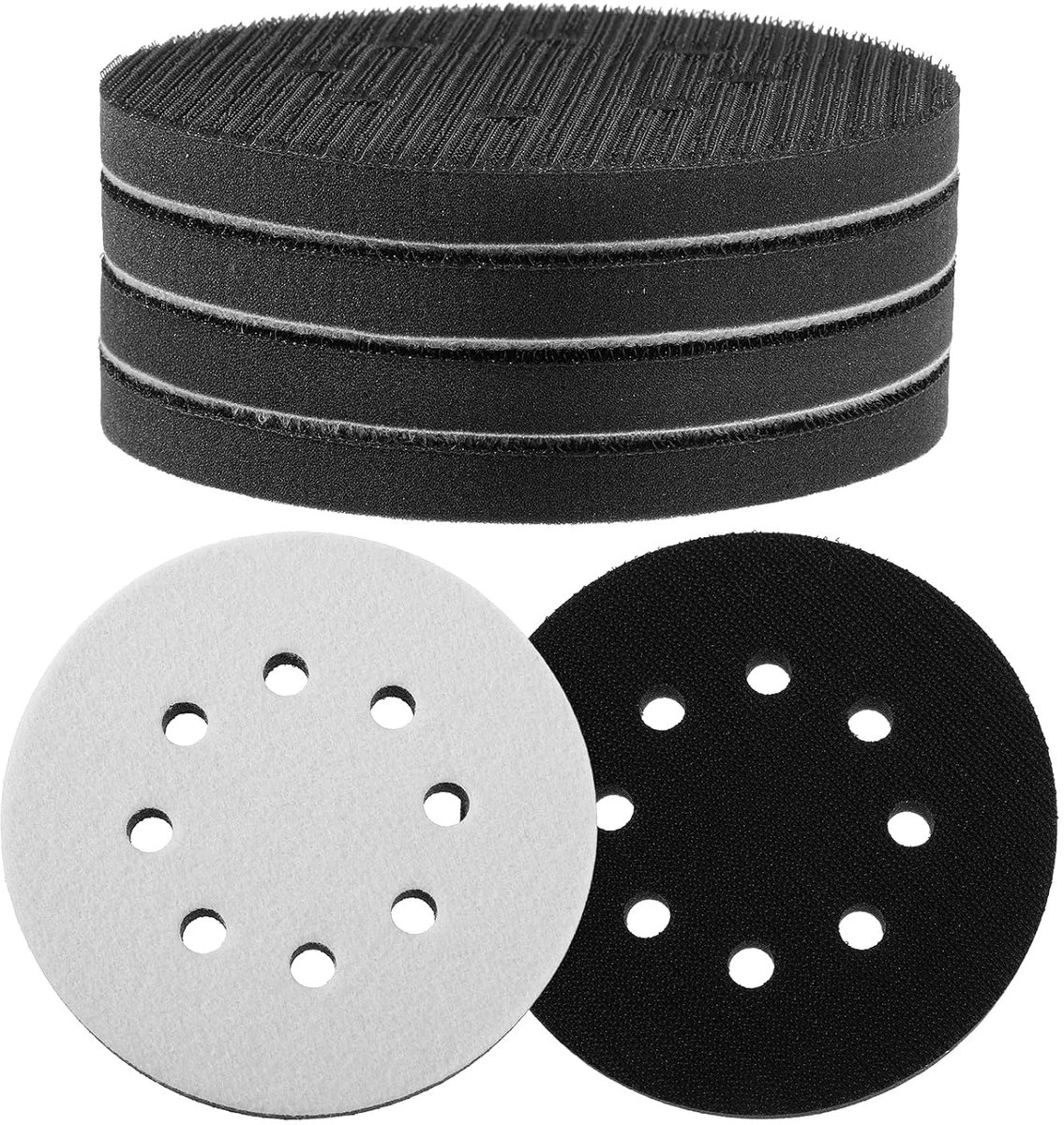 SnelShoppen - 5 Pcs 5 Inch 8 Hole Sanding Pads Schuurpads Schuim 125mm Voor Random Sanders - Schokabsorberende Schuurpads Voor Fijn en Grof Schuren