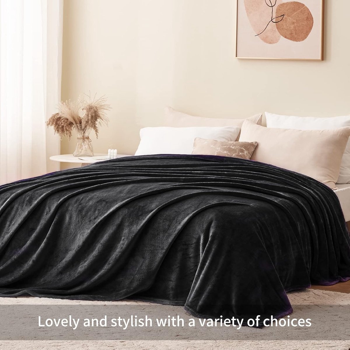 SnelShoppen - XXL Flauschige Fleece Kuscheldecke 220x240 cm Zwart - Warm Sofa Dekentje, Perfect voor Winter, Cosy en Ademend, Ideaal voor Bank en Bed