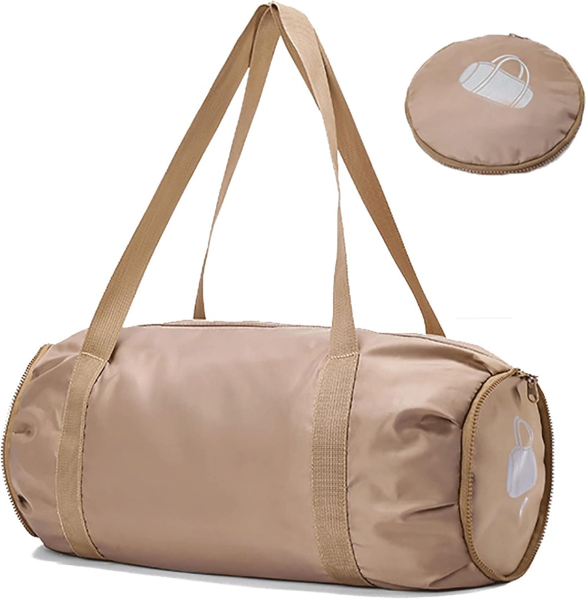 SnelShoppen - Vouwbare Sporttas voor Mannen en Vrouwen - Yoga Tas, Zwemtas, Kleine Sporttas voor Vrije Tijd, Waterdicht, Khaki