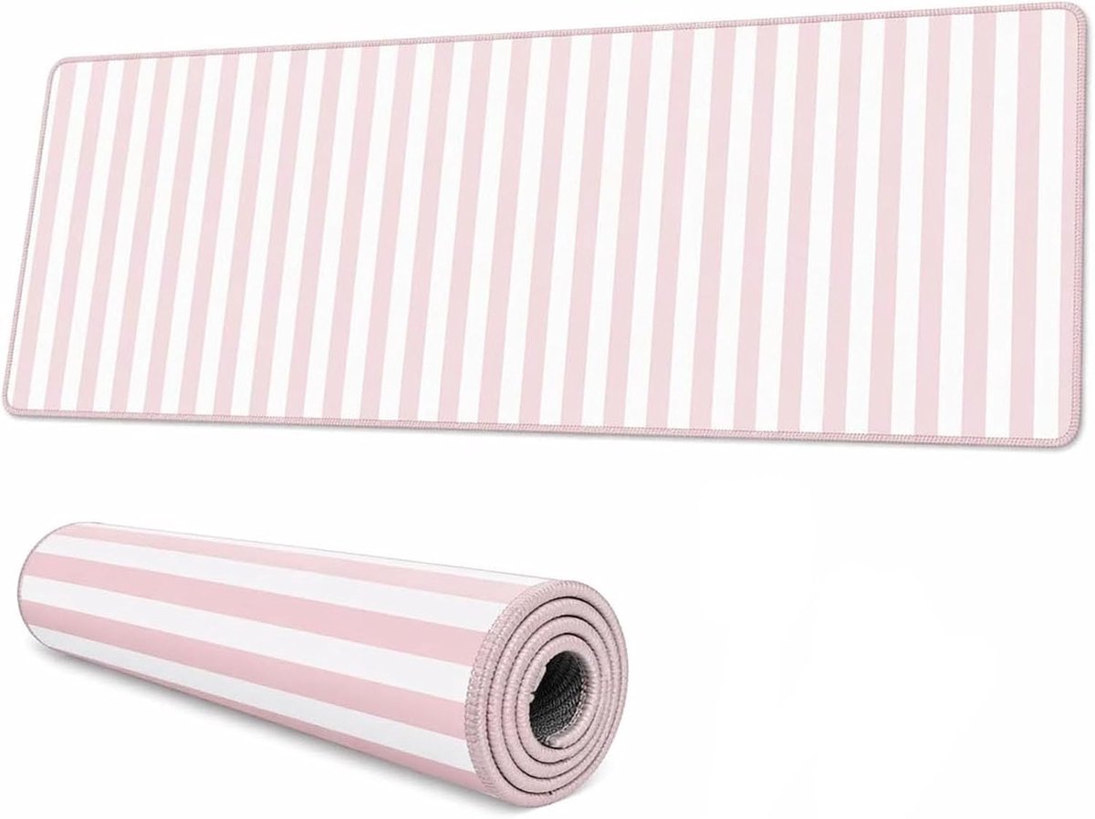 SnelShoppen - Muismat 800 x 300 mm Antislip Bureauonderlegger Roze - Grote Muismat met Stoffen Oppervlak en Rubberen Basis voor Kantoor en Gaming