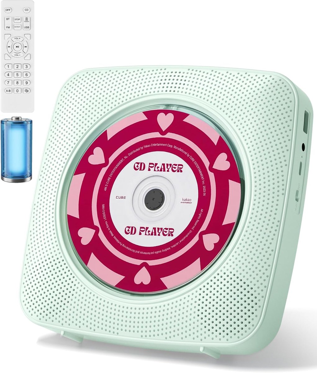 SnelShoppen - Draagbare CD Speler met Speaker, USB & AUX Afspelen, Inclusief Afstandsbediening en Stofhoes, Groen - Perfect voor Feestjes, Camping en