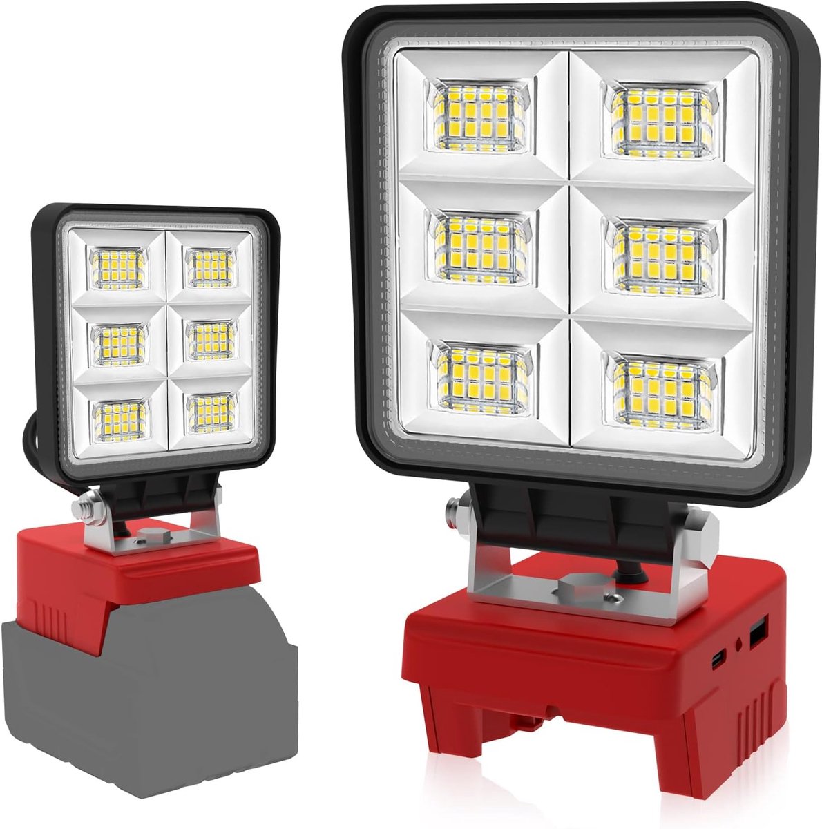 SnelShoppen - T-SUN Acculamp 48W LED Werklicht voor Milwaukee 18V Batterij - Draagbare Multifunctionele Floodlight voor Garage, Car Repair, Camping, K
