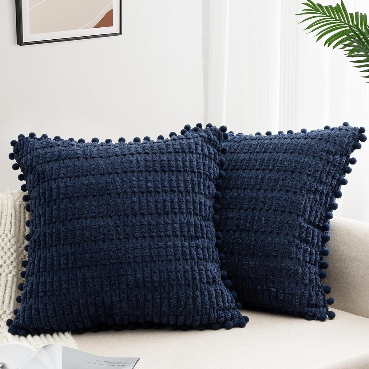 SnelShoppen - Set van 2 Corduroy Velvet Kussenhoezen 45x45 cm, Zachte Boho Decoratieve Kussens voor Sofa, Bed, Auto, Modern en Stijlvol