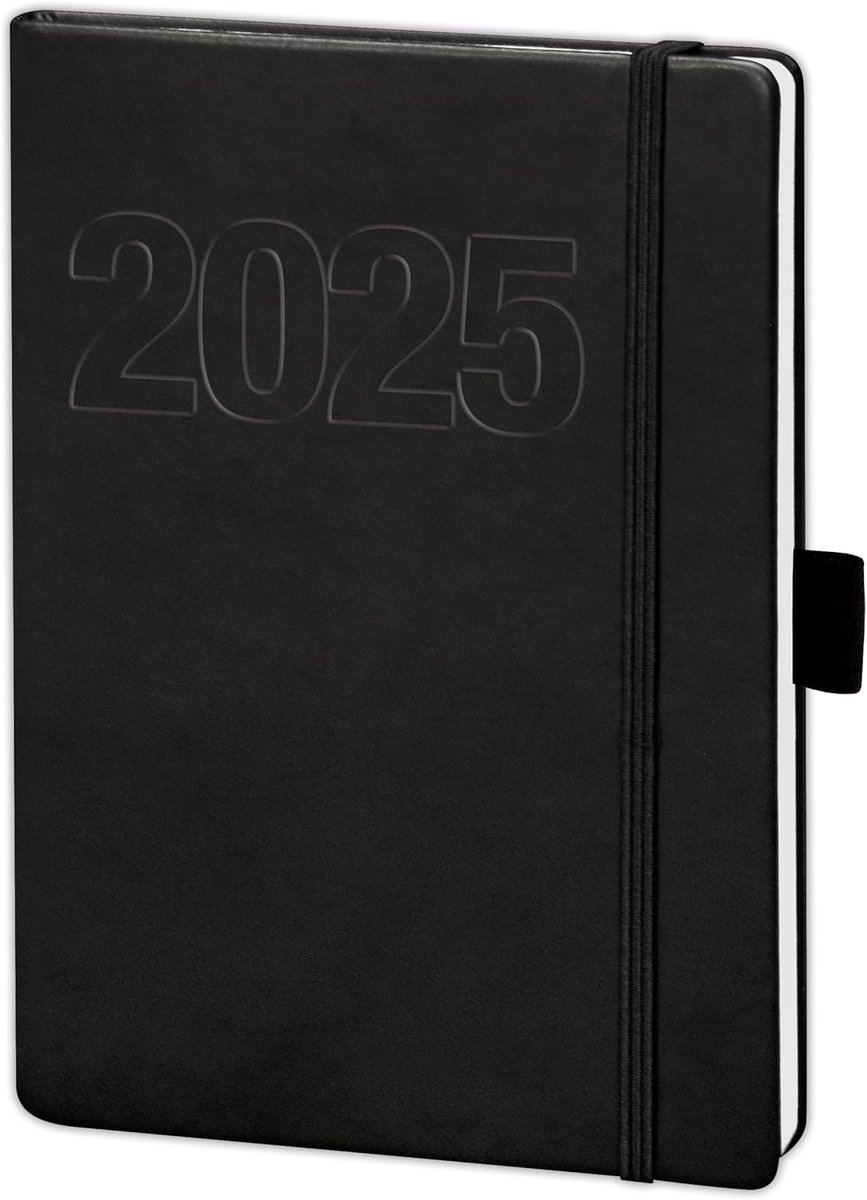 SnelShoppen - Agenda 2021, Weekly Planner, Pocket Diary, Boek Kalender A5, Zwart, Soft Faux Leather met Elastiek, 1 Week = 2 Pagina's, 96 Bladen, Duur