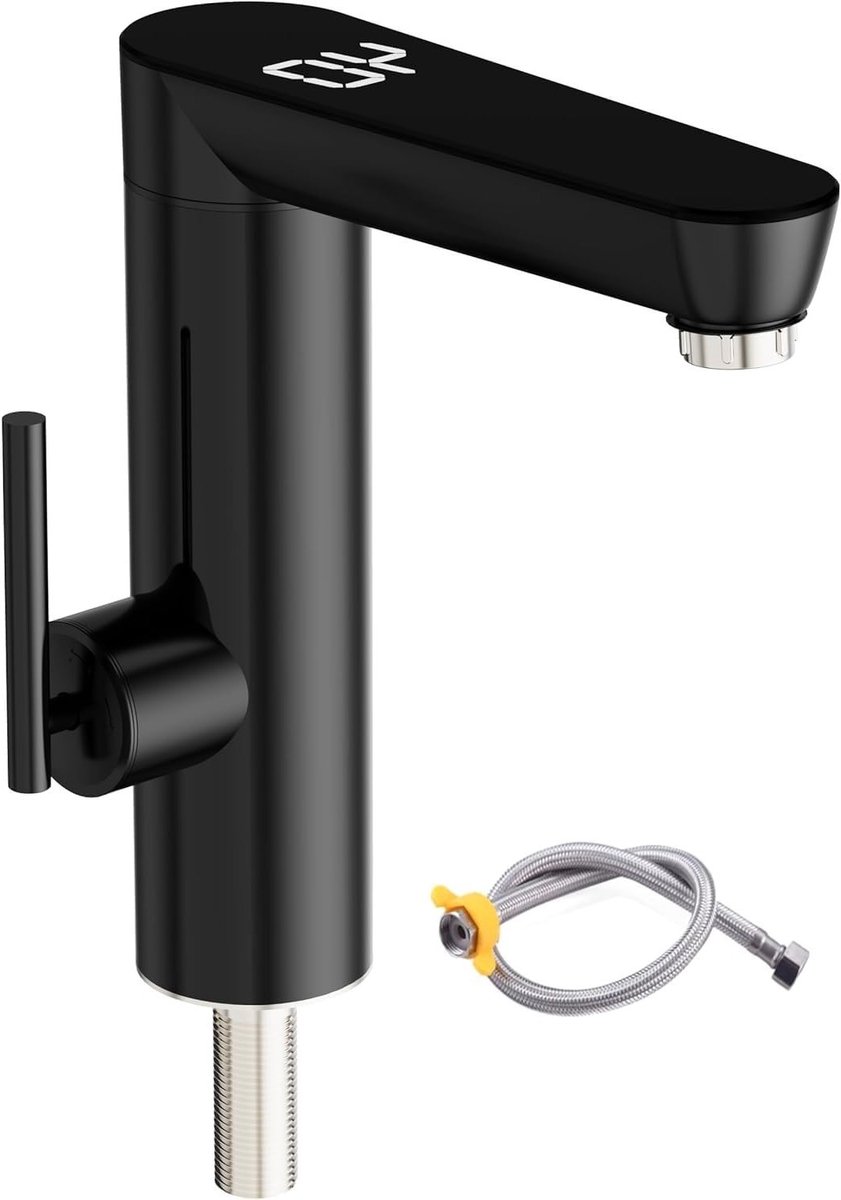 Elektrische waterkraan met doorstromingsverwarmer, digitaal display, roestvrijstalen design, warm en koud water, 220 V 3000 W, ideaal voor keuken en badkamer