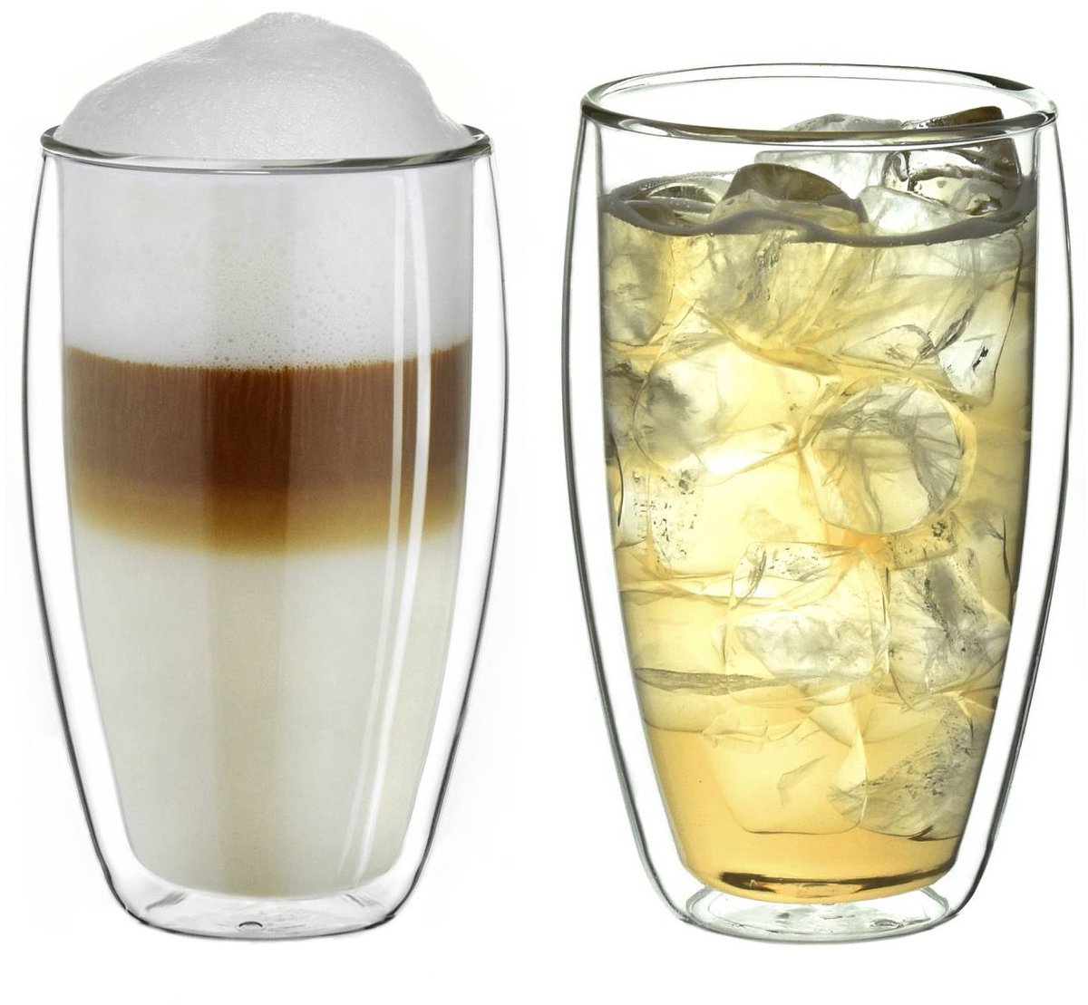 Creano dubbelwandig thermoglas 400ml "DG-SH", groot dubbelwandig glas van borosilicaatglas, dubbelwandige koffieglazen, theeglazen, latte glazen set van 2
