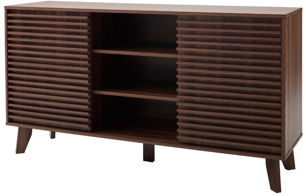 CaliCosy Buffet met 2 schuifdeuren, facades met groefhout effect, L140 cm - FRIBOURG Houtlook