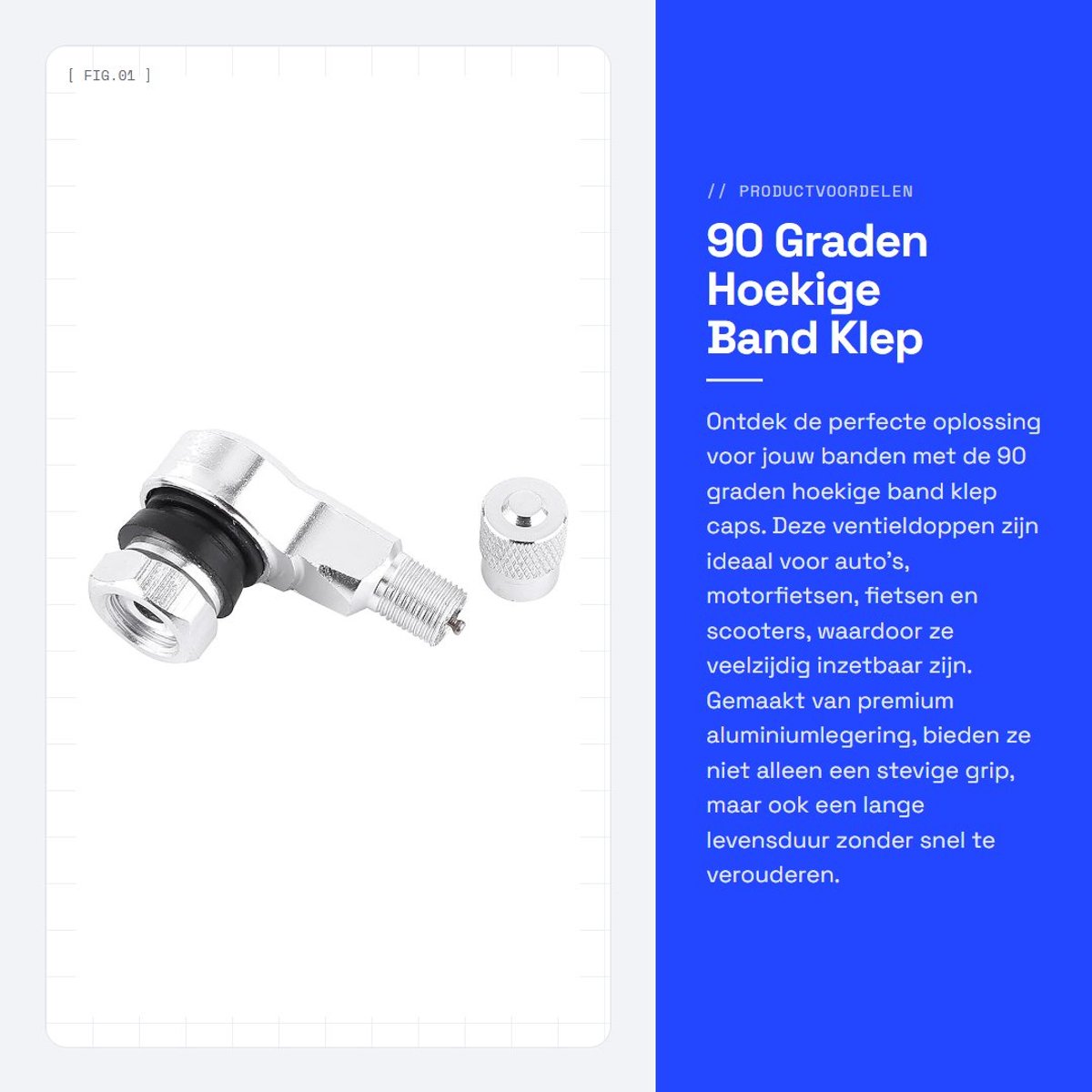Dailygoods - 90 Graden Hoekige Band Klep Caps - Ventieldoppen - Duurzaam en Slijtvast - Zilver - Universele Adapter - Geschikt voor Auto en Motorfiets