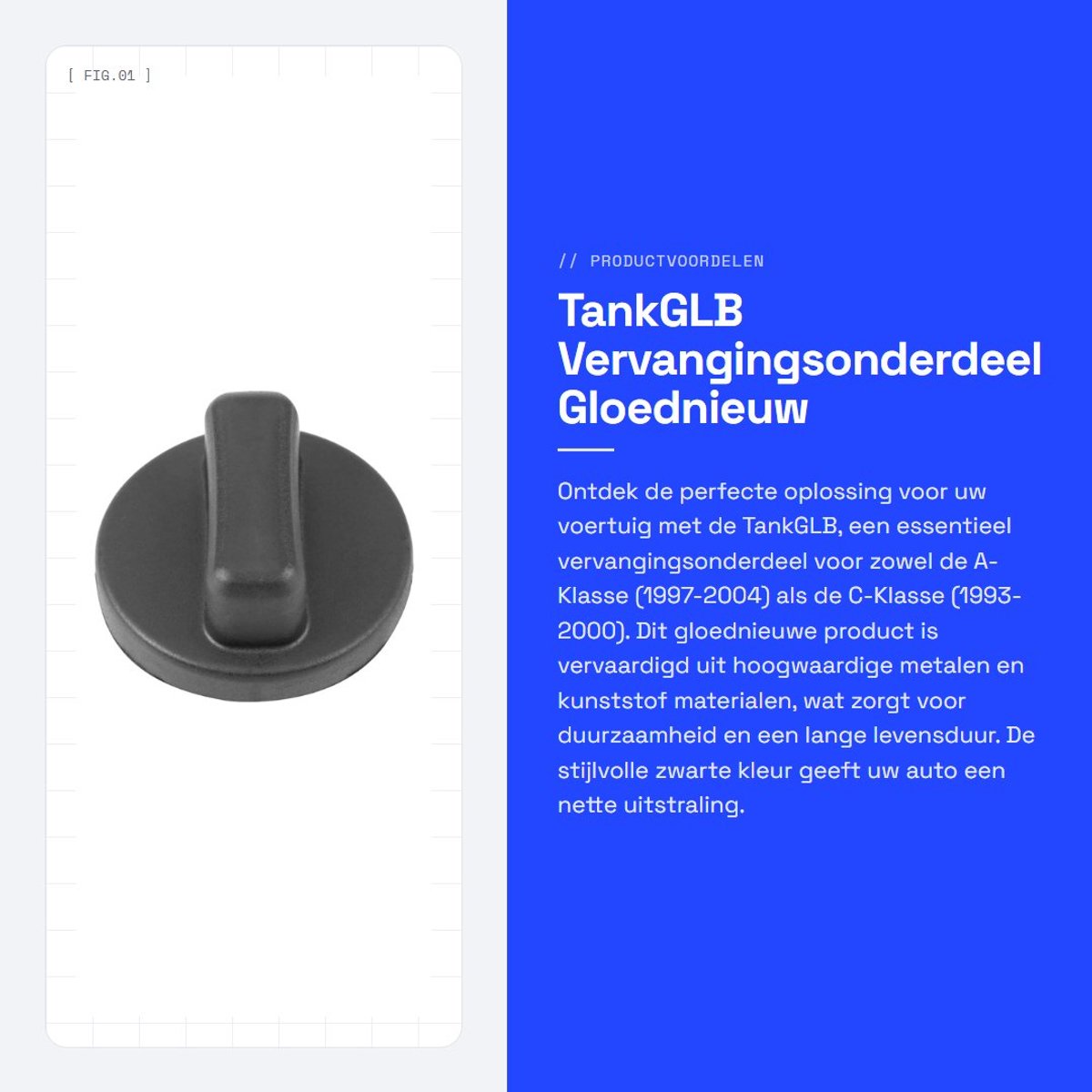 Dailygoods- Tankdop Gloednieuw - Brandstofkap - Voor A-Klasse 1997-2004 - Voor C-Klasse 1993-2000 - Kunststof/Metaal - Gewicht ca. 85g - Brandstofdop