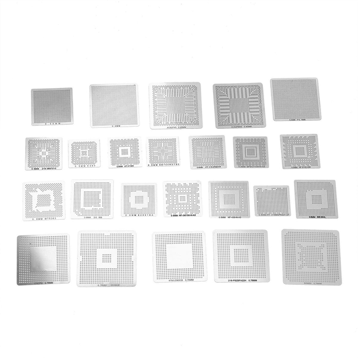 Dailygoods - IC Chip Reballing Stencil Kit - 130 Stuks - Geschikt voor BGA-chips - Hoogwaardige Stalen Stencils - Soldeermodelset voor Laptop en Desktop