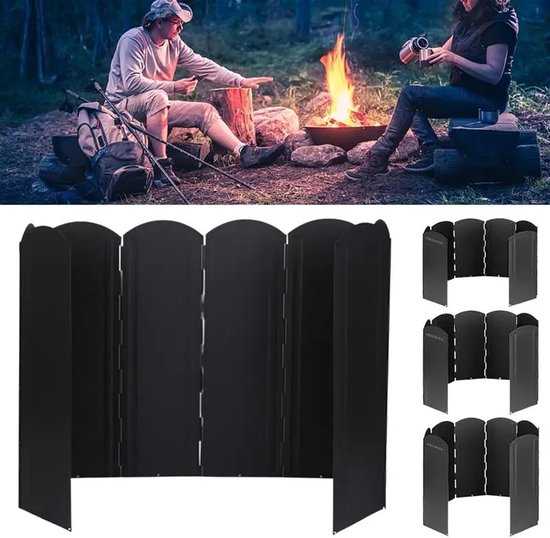 Camping Stove Windshield - Outdoor Kook Scherm - Efficiënt Koken Buiten - Opvouwbaar 8-Delig Ontwerp - 50CM Hoog - Zilverkleurig — afbeelding 4