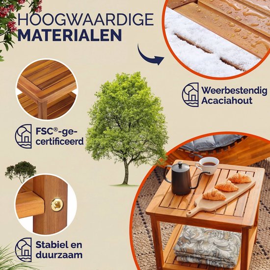 Houten bijzettafel met croissants, koffie en een deken, tonen hoge kwaliteit.