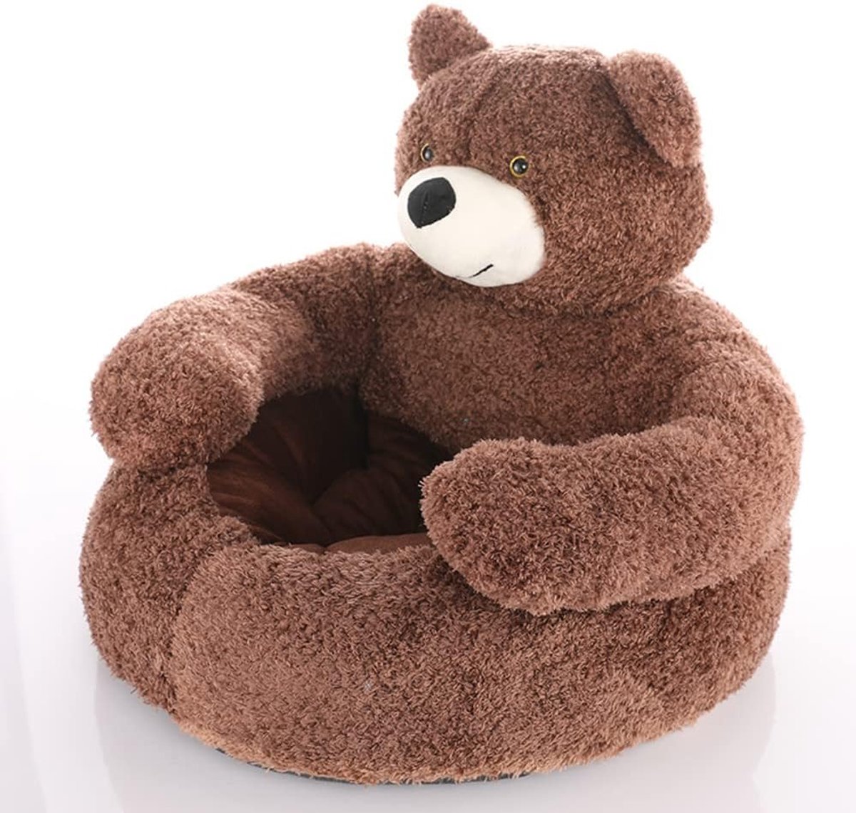 Huisdier Bed - Hondenmand Kattenmand - Comfortabel Slapen - Super Zacht Pluche - 50cm - Bruin