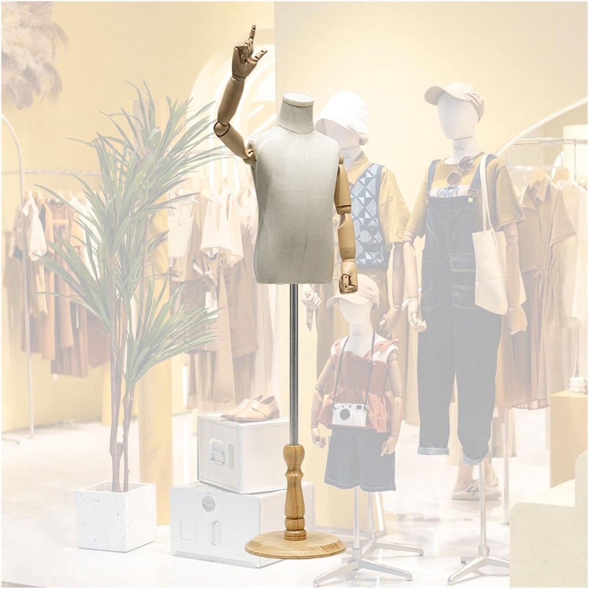 Kinder Etalagepop - Kleding Torso - Kleding Presenteren - Verstelbare Hoogte - 2-8 Jaar - Beige