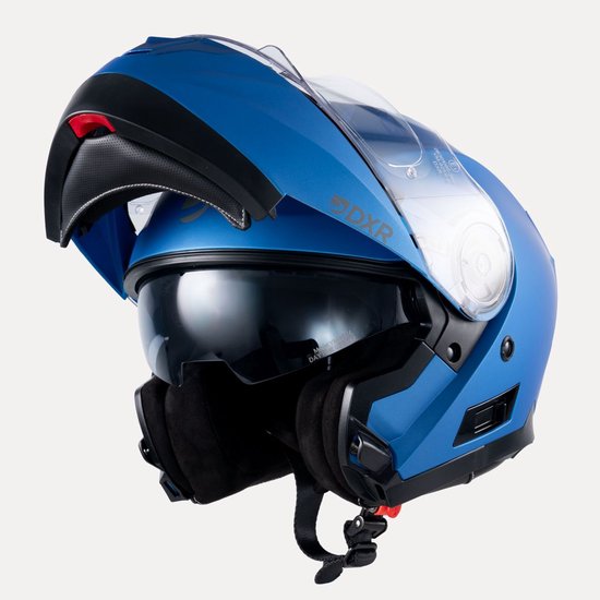 Casque modulable MOTOBLOUZ SPECTRON EVO - Casque de moto homologué ECE 22.06 - Casque de scooter et cyclomoteur - Hommes et femmes - Entièrement bleu - XL