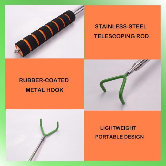 Disc Golf Retriever - Schijven Grijper - Schijven Vissen - Uitschuifbare Stang - 2.5 Meter - Groen — afbeelding 3