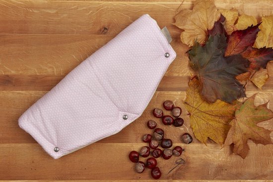 Kinderwagen Mof - Buggy Handwarmer - Warme Handen - Handgemaakt In EU - 48x23 cm - Roze Bladeren — afbeelding 2