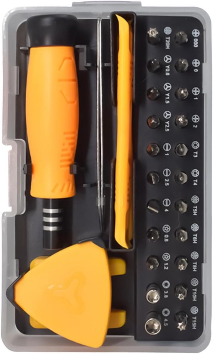 Magnetische Schroevendraaier Set - Precisie Gereedschap - Elektronica Reparatie - 33 Delige Kit - Met Pincet - Grijs