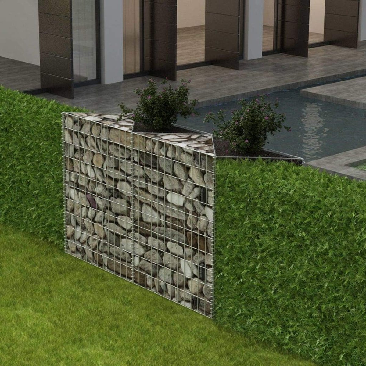 Gabion Mand - Stenen Kooi - Tuin Afscheiding - Verzinkt Staal - 120 x 30 x 100 cm - Zilver