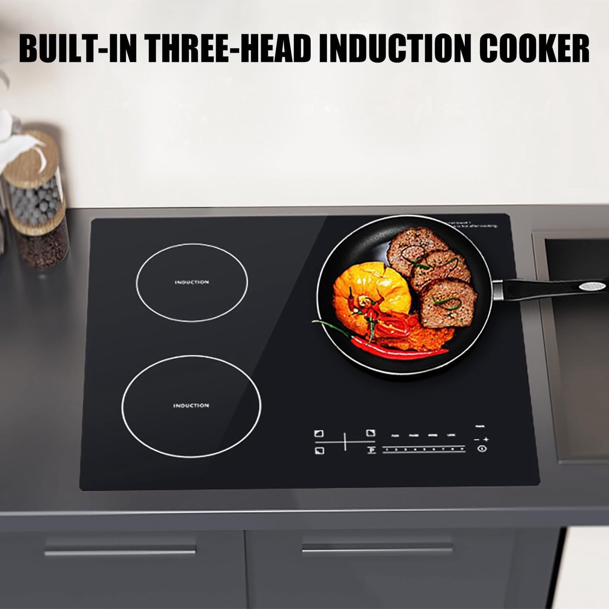 Inductie Kookplaat Inbouw fornuis Thuis koken Touch control 58 cm breed Zwart