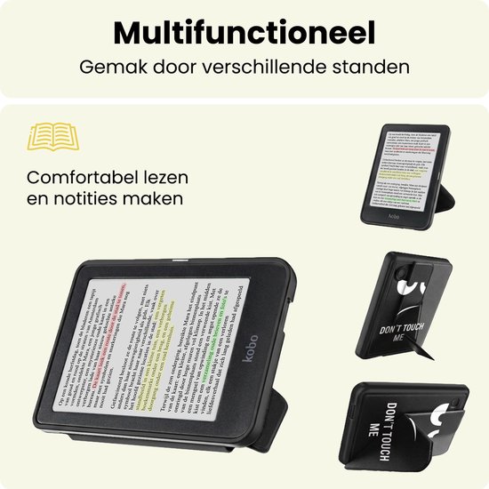 Hoes Geschikt voor Kobo Clara BW - E-reader Bescherm Hoesje Case Sleep Cover Trifold - Hoes Geschikt voor Kobo Clara BW Hoesje - Don't Touch Me — afbeelding 3