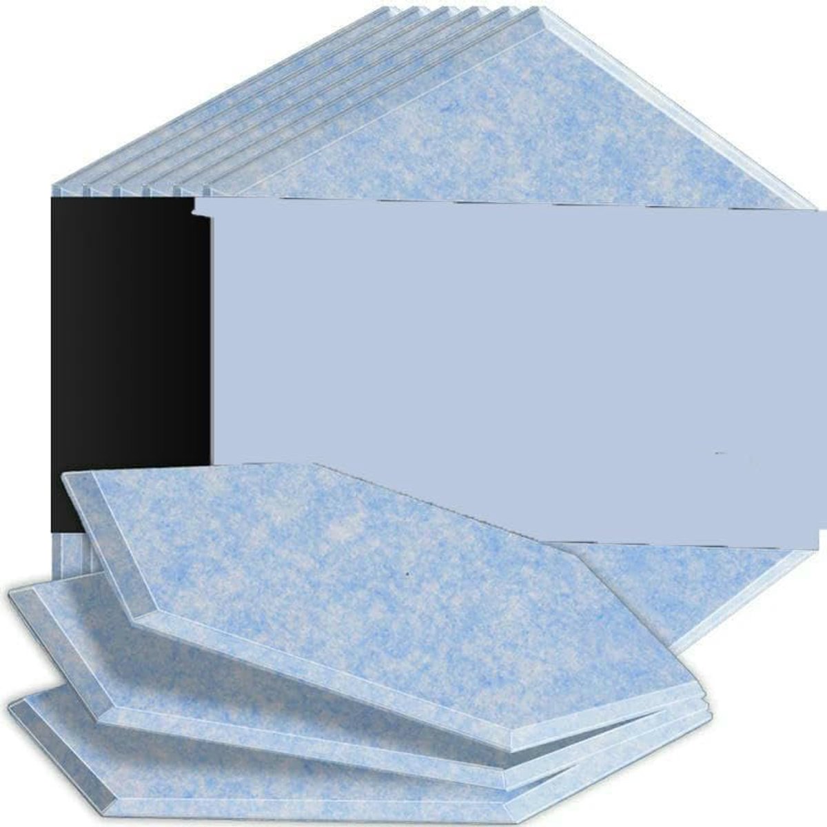 Akoestisch paneel - Isolatie absorptie - Geluidsverbetering thuis - Superdichtheid polyester - 6 stuks - Licht hemelsblauw