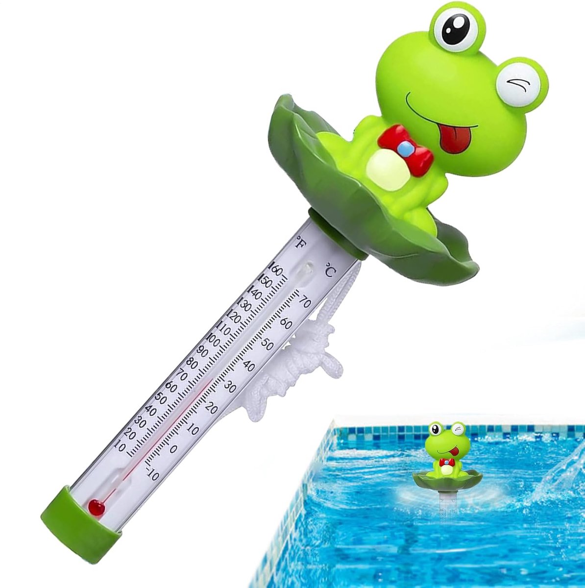 Zwembad thermometer - Drijvende meter - Water temperatuur meten - Dieren design - 25.5 cm - Groen