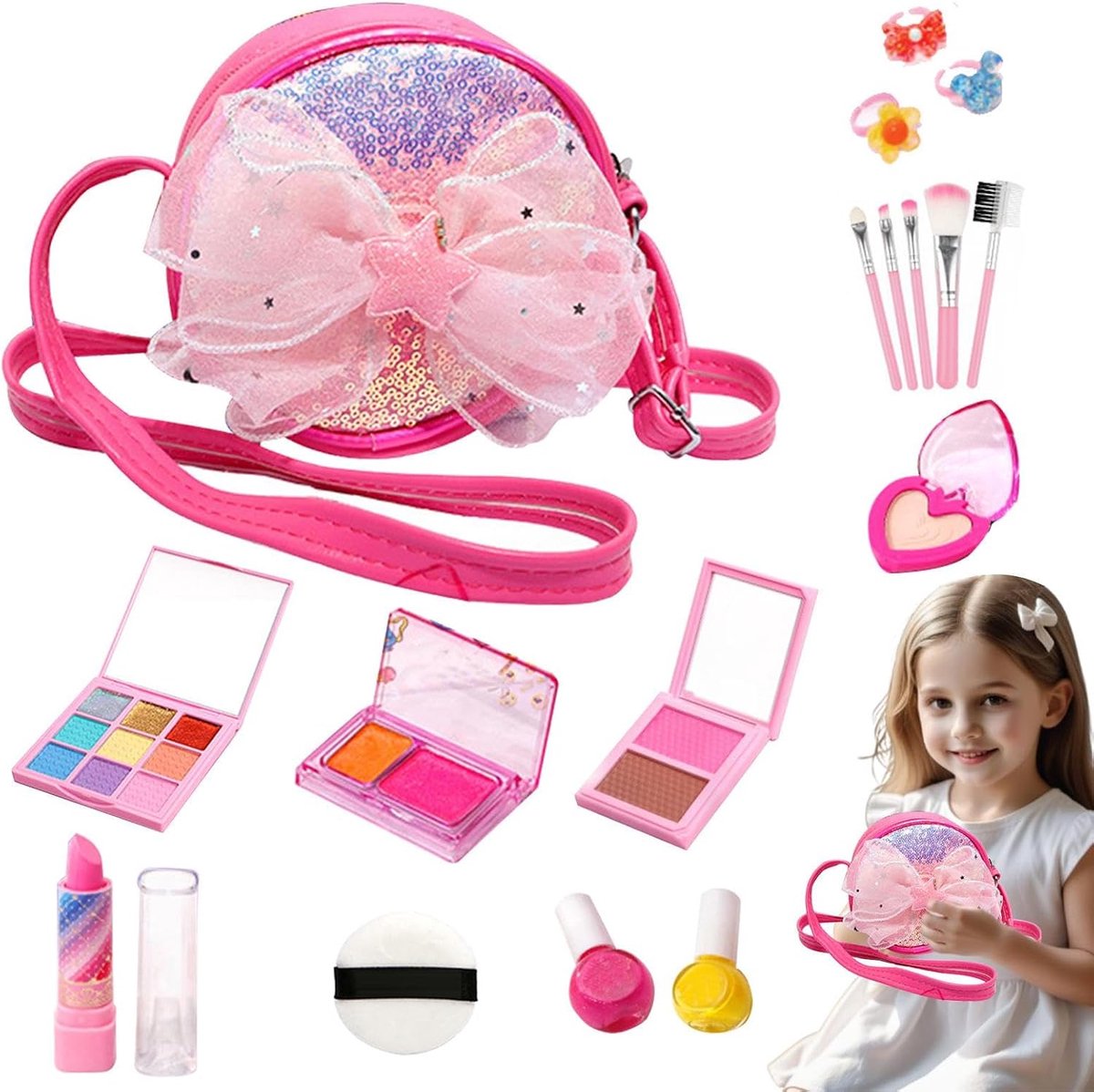 Make-up Speelgoed Set - Nep Make-up - Kinderen Spelen - Ingebouwde Draaggreep - 26 Delen - Multicolor