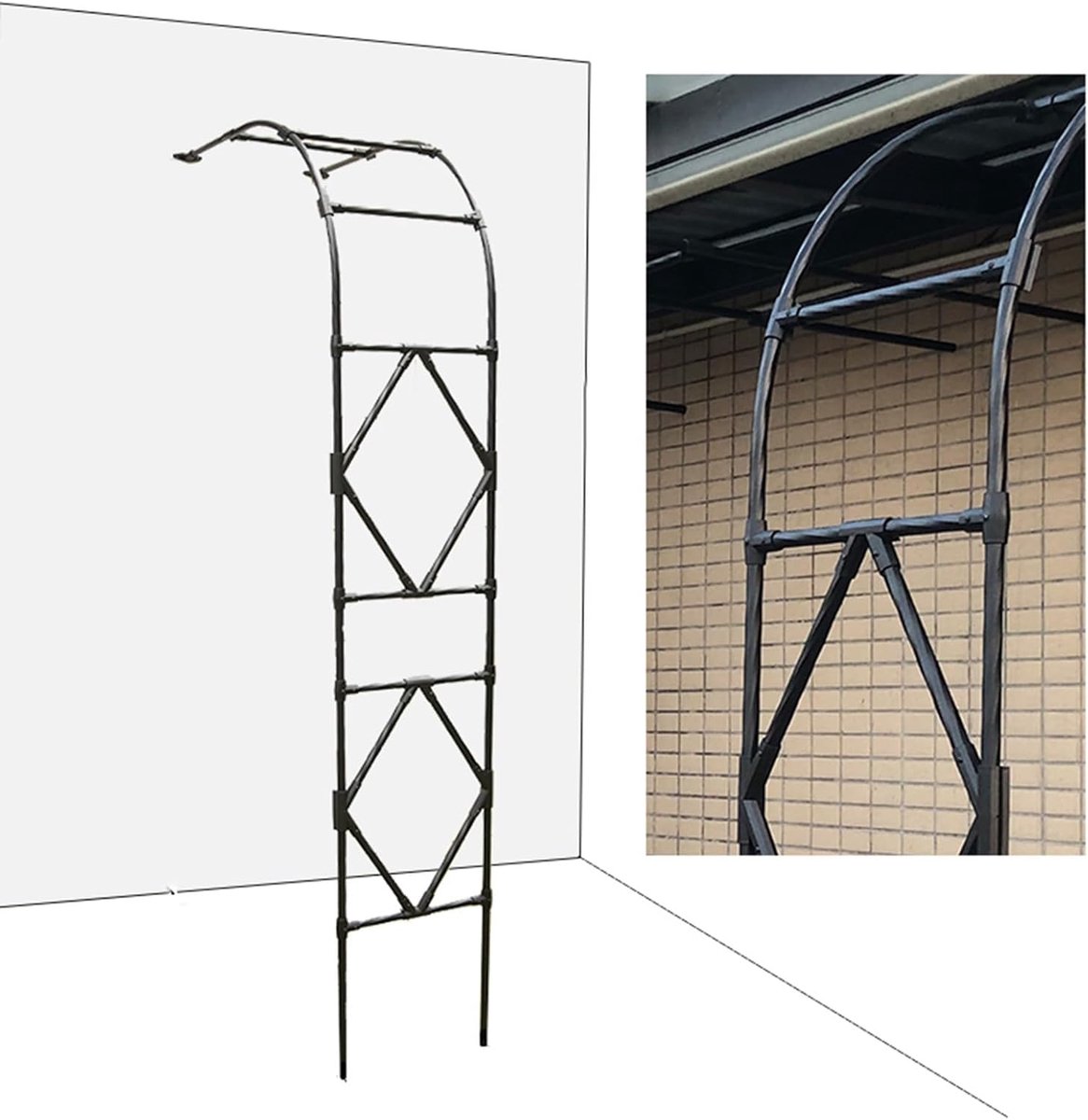 Metalen Tuinroos Boog - Pergola voor Klimplanten - Decoratie Tuinpad - Stevig Half Boog Ontwerp - Niet Gespecificeerd - Zwart