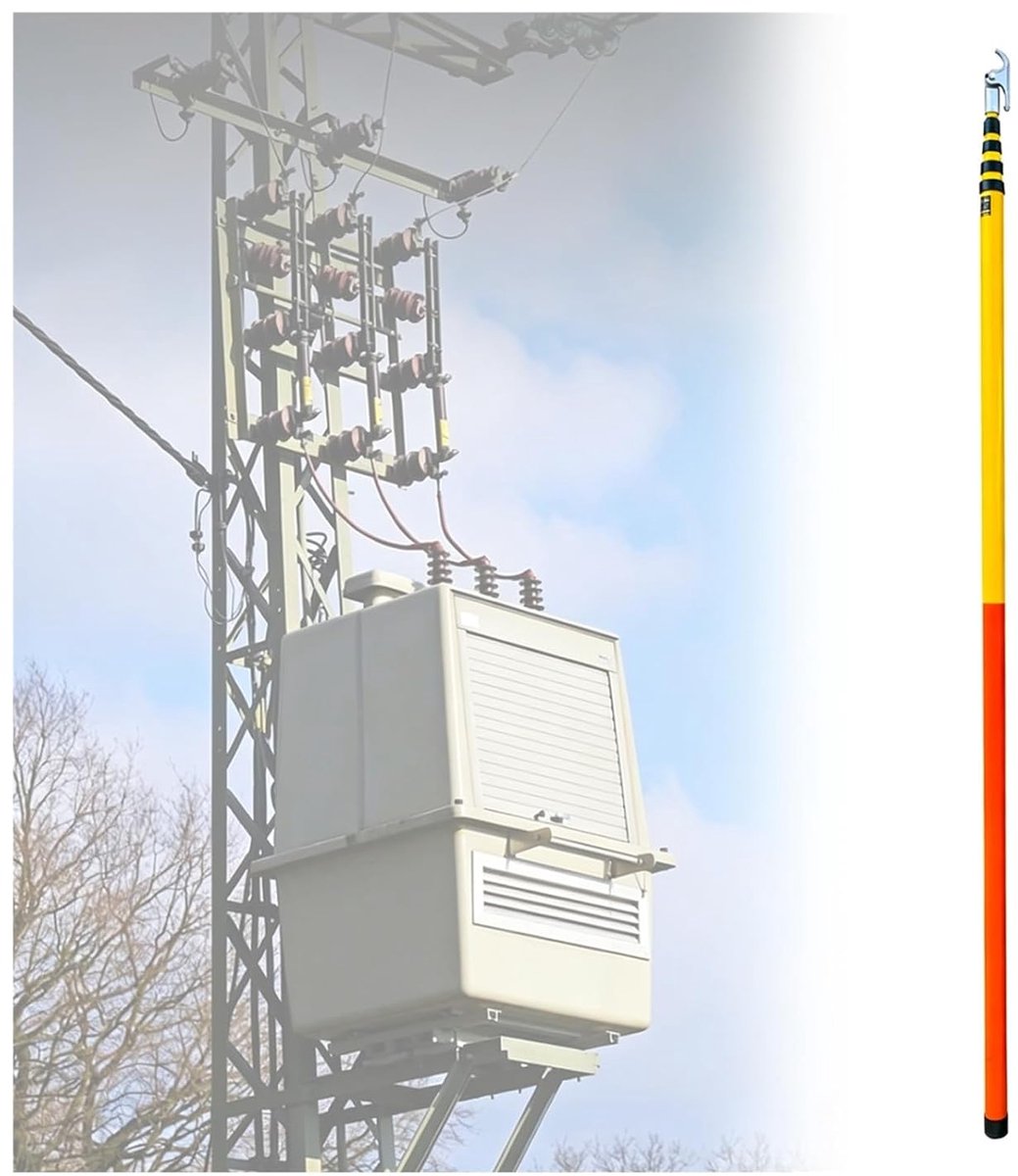 Veiligheidshaak - Isolatiepaal - Elektrisch Werk - Hoogspanningsgeïsoleerd - 7 meter - Geel