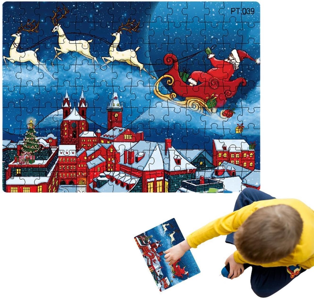 Kerst legpuzzels - Educatief spel - Feestelijke sfeer - Duurzaam verdikt papier - 126 stukjes - Huis039