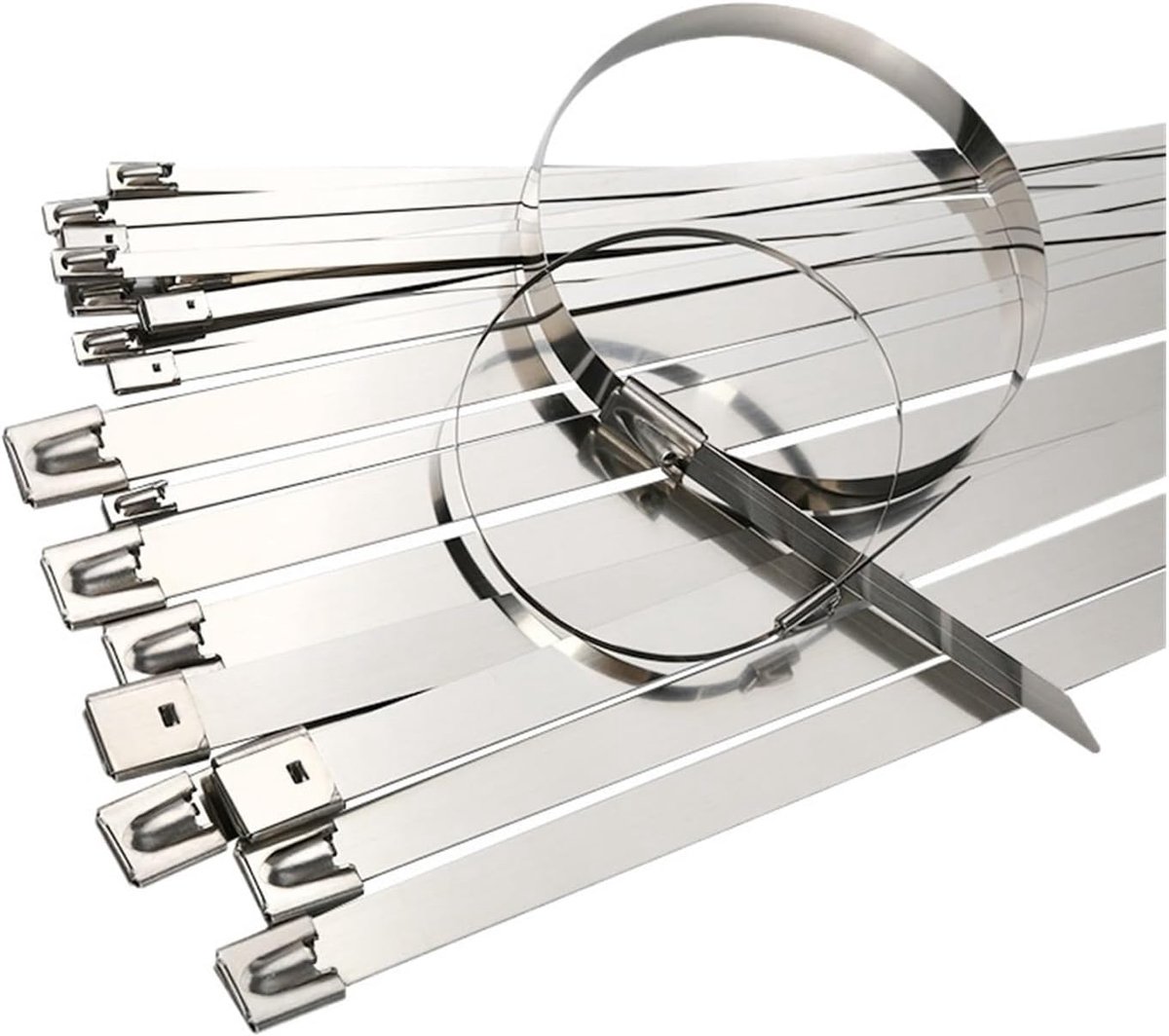 Kabelbinders Roestvrij Staal - Metalen Klemmen - Kabel Organisatie - Zelfborgend Ontwerp - 20 stuks 500 mm - Zilver
