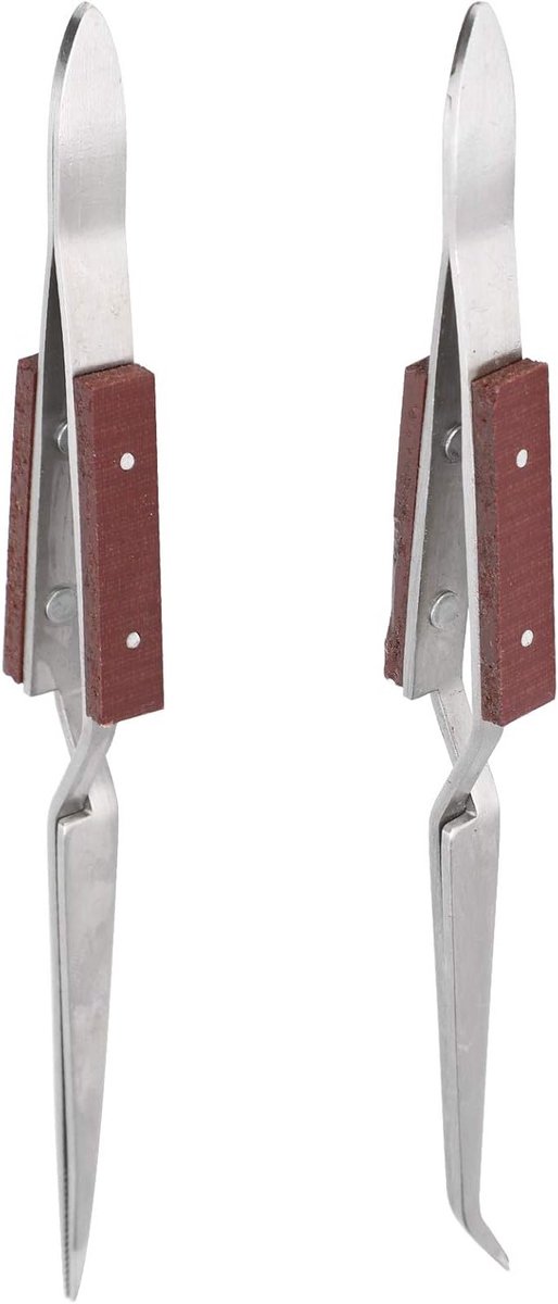 Set van 2 Sluitpincetten, Gebogen en Rechte Pincetten voor Sieraden, DIY en Knutselprojecten