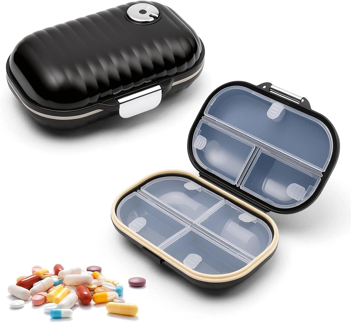 Klein pillendoosje voor 7 dagen met draaiknop, ideaal voor dagelijks gebruik, op reis en camping, 7 vakken voor medicatie organizeren