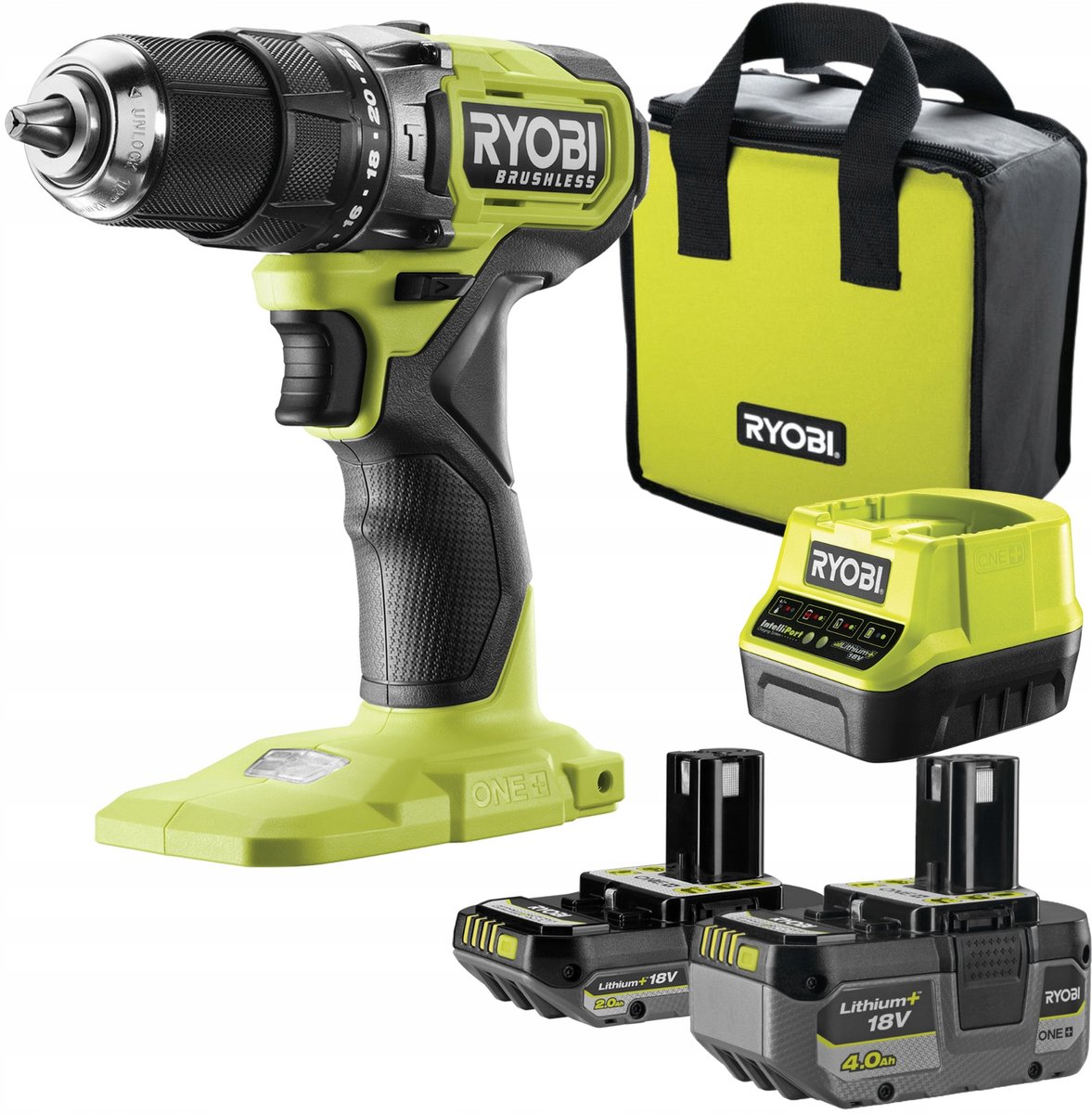 Ryobi RPD18BL1-2C42S Serie - 18V Klopboormachine - Udarowa - Inclusief Batterijen en Lader - LED Verlichting