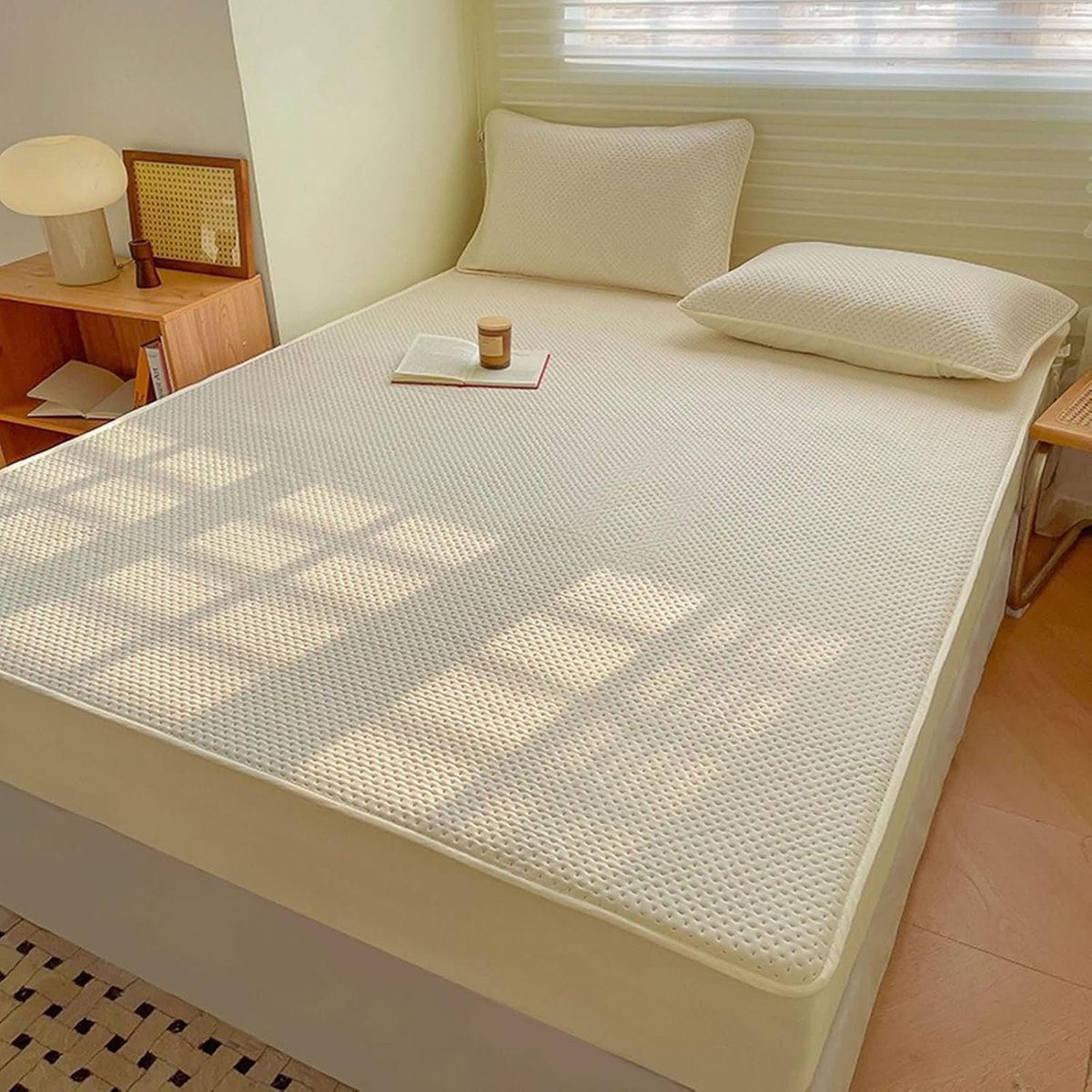 Hoeslaken set - Beddengoed - Rustige nachten - Ademend polykatoen - 90 x 190 cm - Beige ge