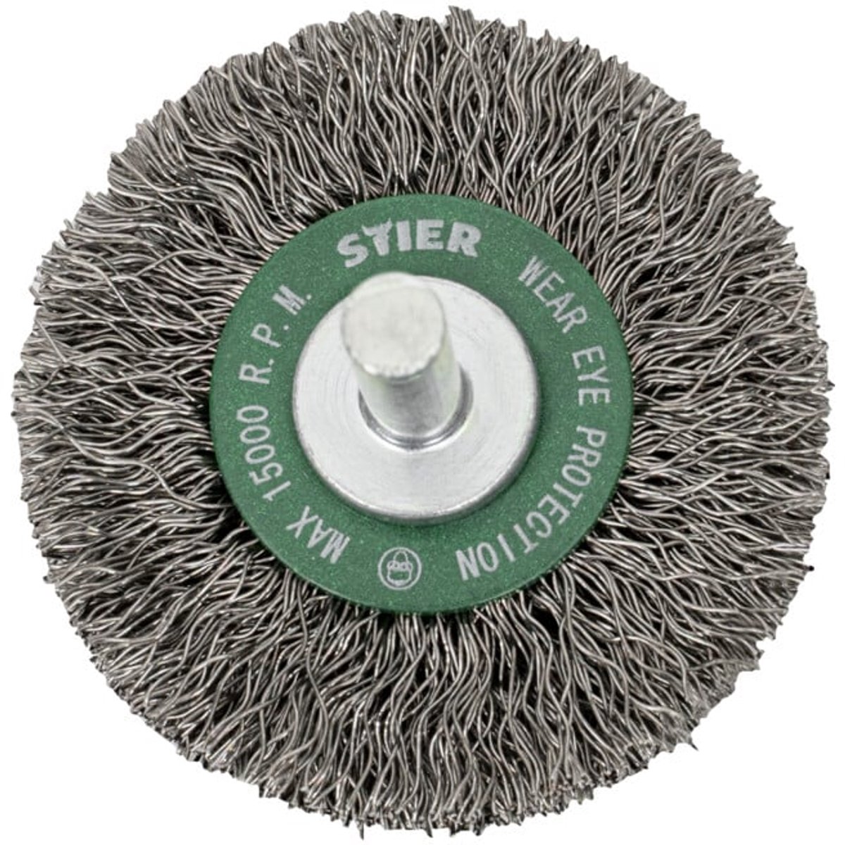STIER ronde borstel ø 50 mm, schacht-ø 6 mm, 0,3 mm, gegolfd, edelstaal